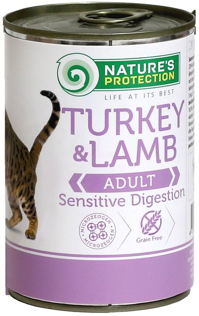 Консервированный корм для кошек с чувствительным пищеварением Nature's Protection Sensitive Digestion Turkey&Lamb с индейкой и ягненком 400 г (4771317246356) (KIK24635)