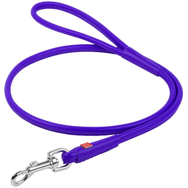 Круглый кожаный поводок для собак WAUDOG Glamour 122 см 4 мм Фиолетовый (33889)