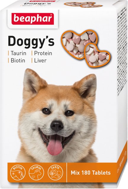 Ласощі для собак Beaphar Doggys Mix з таурином, біотином та протеїном 180 таб (12568) (8711231125685)