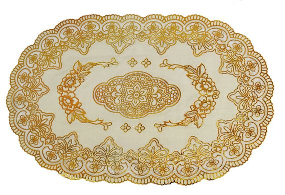 Овальна серветка Supretto з золотим декором 45х30 см (5155)
