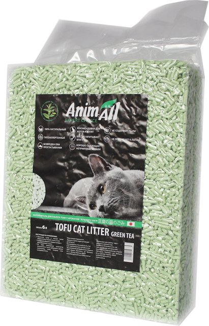 Наповнювач для котячого туалету AnimAll Тофу з ароматом зеленого чаю Соєвий 2.6 кг (6 л) (2000981103897/4820224500355)