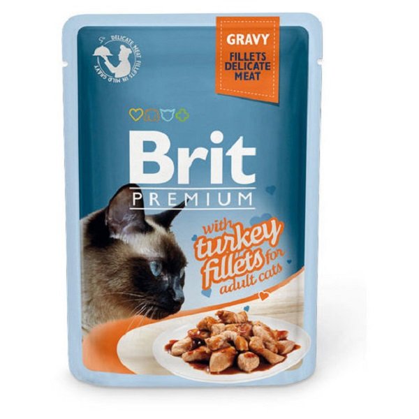 Влажный корм для кошек с филе индейки в соусе Brit Premium Cat pouch 85 г (8595602518531) 111251/531