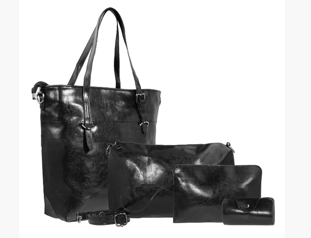 Набор женских сумок Supretto 4 в 1, черный (уценка)