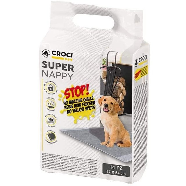 Одноразові пелюшки для собак з активованим вугіллям 57*54 см Croci Super nappy 14 шт/уп (00-00031676)