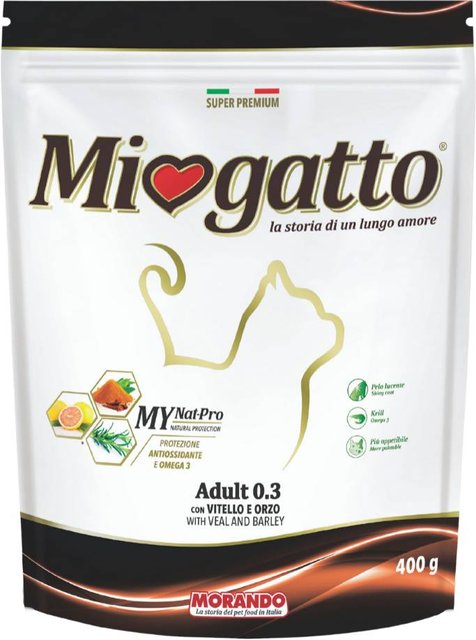 Сухой корм для взрослых кошек Morando MioGatto Adult with Veal and Barley с телятиной и ячменём 400 г (8007520086028) (00-00021661)