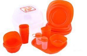 Набор пластиковой посуды Supretto для пикника 48 предметов, красный (5092)