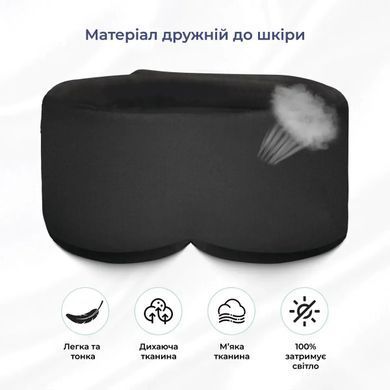 Маска для сну Supretto з гелевою охолоджувальною вставкою, чорний (9081)