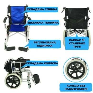 Инвалидная коляска Supretto с ручными тормозами складная (8551)