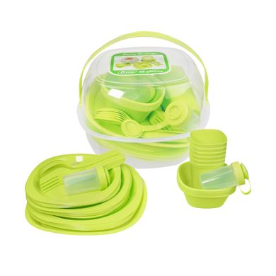 Набір пластикового посуду Supretto для пікніка 48 предметів, зелений (5092)
