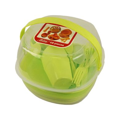 Набір пластикового посуду Supretto для пікніка 48 предметів, зелений (5092)
