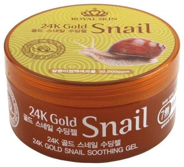Гель для обличчя та тіла із золотом та муцином равлика Royal Skin 24K Gold Snail Soothing Gel