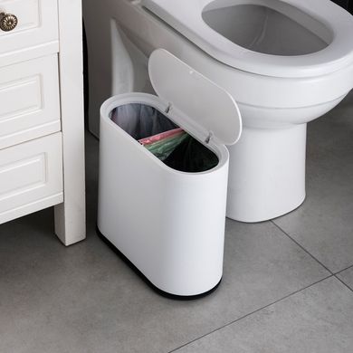 Маленькое белое мусорное ведро 10 л в офис, кухню, туалет, ванную (уценка)