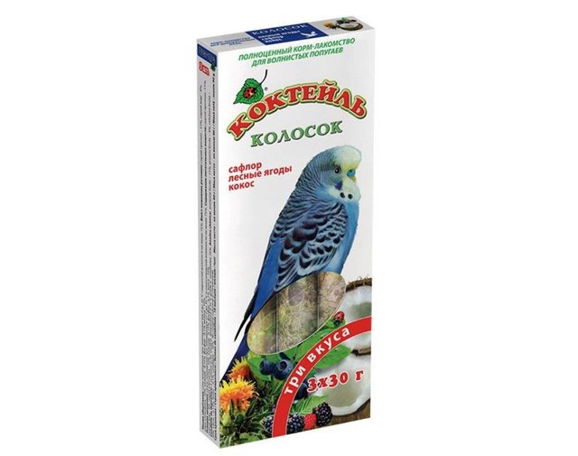 Корм та ласощі для декоративних птахів Коктейль колосок Сафлор, лісові ягоди, кокос 90 г Природа (PR240094)