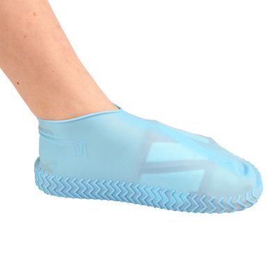 Резиновые бахилы Supretto на обувь от дождя, голубые змейка M (комплект 2 пары) (5334)