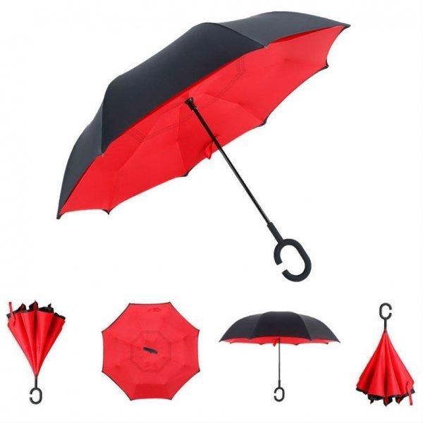 Умный зонт Supretto Наоборот, красный (уценка)