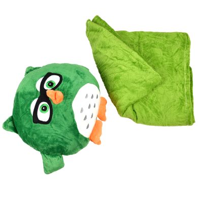 Мягкая игрушка-подушка с пледом Supretto Сова Барик 3 в 1, зеленая (78100004)