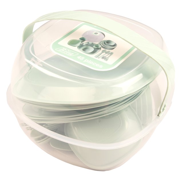 Набор пластиковой посуды Supretto для пикника 48 предметов, мятный (50920004)