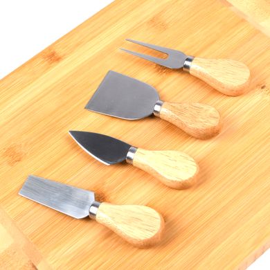 Доска для подачи и сервировки сыра Supretto с набором ножей бамбуковая (8309)