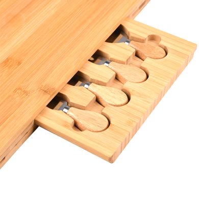 Дошка для подачі та сервірування сиру Supretto з набором ножів бамбукова (8309)