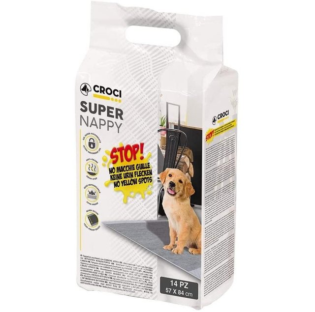 Одноразові пелюшки для собак з активованим вугіллям 57*84 см Croci Super nappy 14 шт/уп (6028171)