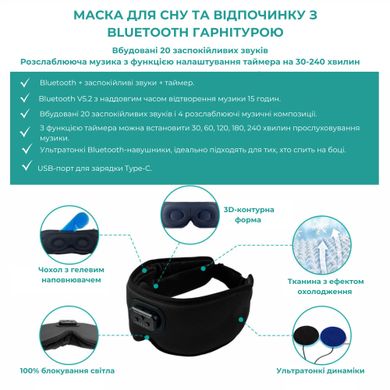 Маска для сна и отдыха с Bluetooth гарнитурой Supretto (9053)