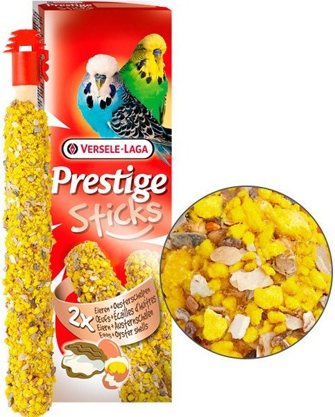 Ласощі для хвилястих папуг Versele-Laga Prestige Sticks Budgies Honey з яйцями та раковинами устриць 60 г (223239)