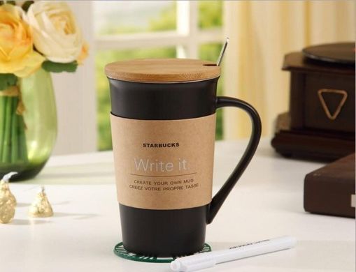 Чашка Supretto Starbucks memo с крышкой керамическая (5161)